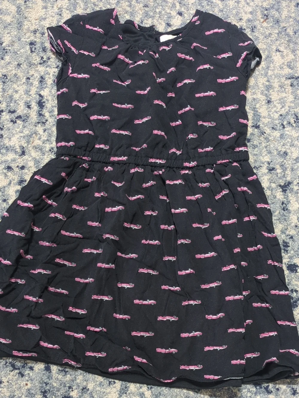 Kate Spade New York Black Pink Car Print Fit & Flare Dress Size 8